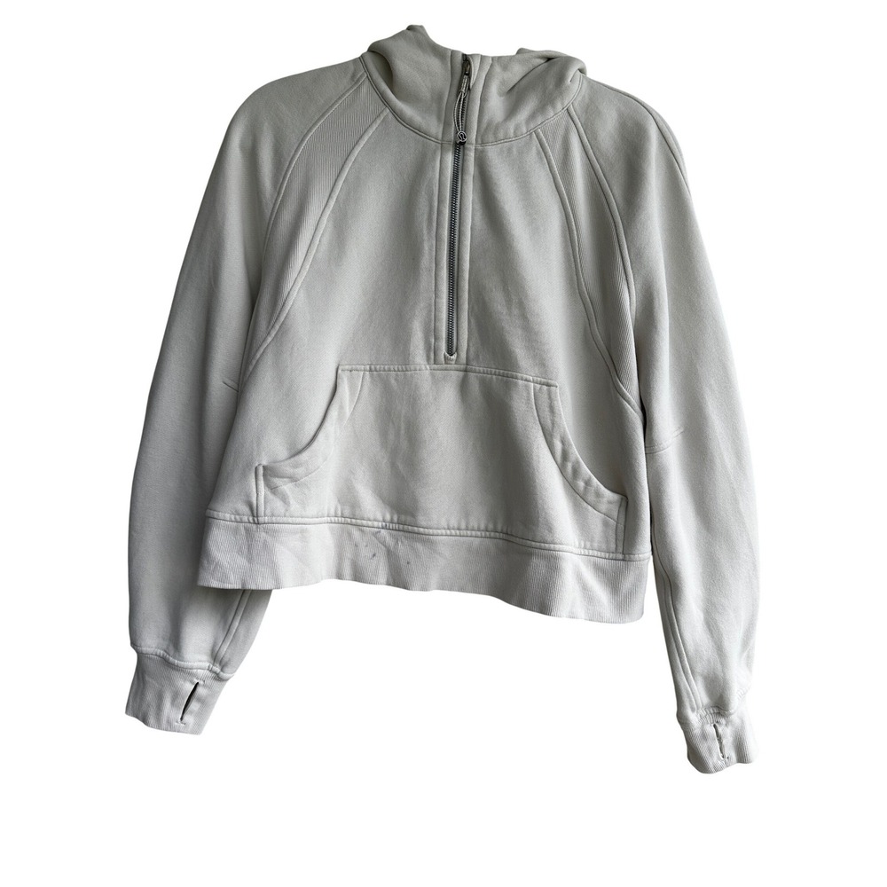 Lululemon Scuba Oversized Half-Zip‎ Hoodie Cream Cropped Sweatshirt Women XS/S